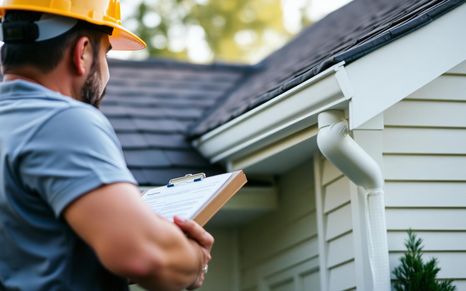 Inspector examining roofline